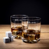 Etui na whisky ze szklankami Who cares na urodziny